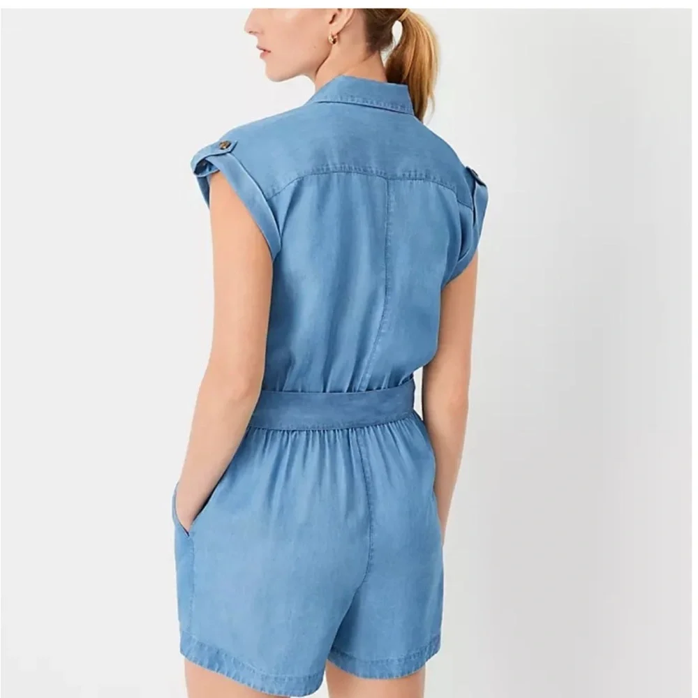 Ann Taylor Light Blue Chambray Romper - Picture 2 of 7